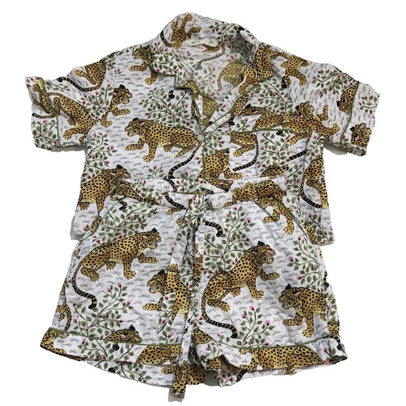 Printfresh Other - Print Fresh  Leopard Short Sleeve Pajama Top & Shorts Set Red Size XS